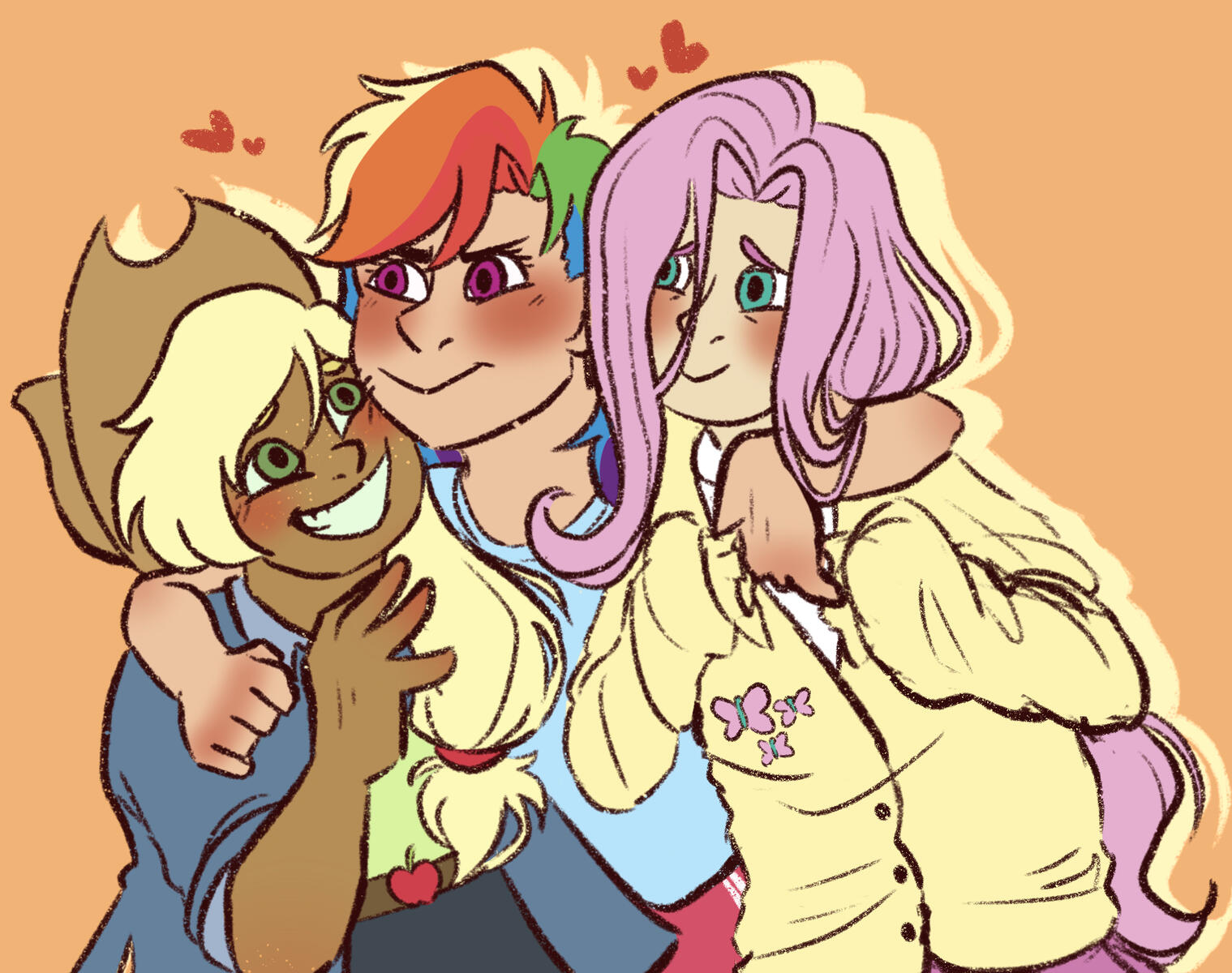 Apple Jack, Rainbow Dash and Fluttershy Apple Jack, Rainbow Dash and Fluttershy